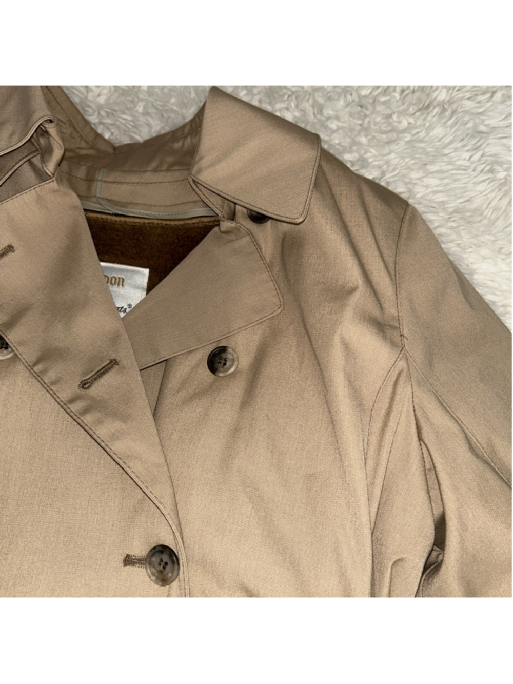 London Fog Womens 6 Petite Beige Vintage DBL Breasted Trench Coat - Picture 11 of 16